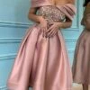 Women‘s Party Dress Homecoming Dress Wedding Guest Dress Sequin Dress Swing Dress Midi Dress Pink Sleeveless Pure Color Sequins Fall Spring Summer Off Shoulder Fashion Party 2023 S M L XL XXL 3XL -Tesla Style jlfxul1657163922503
