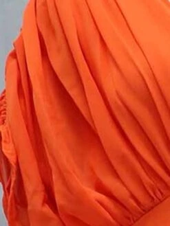 Women's Party Dress Casual Dress Wedding Guest Dress Long Dress Maxi Dress Orange Short Sleeve Pure Color Ruched Summer Spring Fall V Neck Fashion Party Birthday Vacation 2022 S M L XL -Tesla Style jlvkac1679637038948