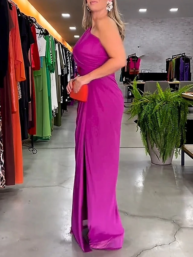 Women's Prom Dress Party Dress Wedding Guest Dress Long Dress Maxi Dress Purple Sleeveless Pure Color Split Spring Fall Winter One Shoulder Fashion Winter Dress Evening Party Wedding Guest 2023 S M L 5 Women's Prom Dress Party Dress Wedding Guest Dress Long Dress Maxi Dress Purple Sleeveless Pure Color Split Spring Fall Winter One Shoulder Fashion Winter Dress Evening Party Wedding Guest 2023 S M L - Image 3