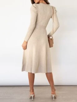 Women's Sweater Dress Winter Dress Jumper Dress Midi Dress Lace Up Ruched Daily Date Going Out Active Fashion Crew Neck Long Sleeve 2023 Slim Black Red Dark Green Color S M L XL XXL Size -Tesla Style jptljn1692174416554