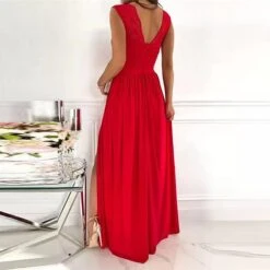 Women‘s Party Dress Homecoming Dress Swing Dress Long Dress Maxi Dress Black Purple Pink Sleeveless Pure Color Split Backless Spring Summer V Neck Evening Party 2023 S M L XL XXL -Tesla Style jqfyud1657163943504