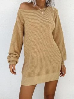 Women‘s Sweater Dress Winter Dress Shift Dress Mini Dress Black White Pink Long Sleeve Pure Color Cold Shoulder Fall Winter Autumn One Shoulder Stylish Winter Dress Fall Dress Loose Fit 2023 S M L XL -Tesla Style jrbjkj1663754579461