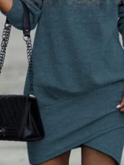 Women‘s Sweatshirt Dress Winter Dress Blue Black Long Sleeve Floral Print Winter Fall Stand Collar Stylish Casual Fall Dress 2022 S M L XL -Tesla Style jrpejr1663228931593