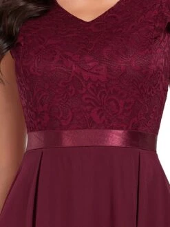 Women's Party Dress Lace Dress Cocktail Dress Midi Dress Pink Wine Navy Blue Short Sleeve Pure Color Lace Spring Fall Winter V Neck Fashion Winter Dress Wedding Guest Vacation 2023 S M L XL XXL -Tesla Style jtcauq1692179077473