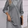 Women's Casual Dress Hoodie Dress Mini Dress Daily Basic Outdoor Vacation Going Out Hoodie Zipper Pure Color Pure Color Loose Fit Gray S M L XL XXL -Tesla Style jtkcsv1696732553013