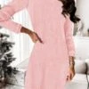 Women's Sweater Dress Winter Dress Jumper Dress Mini Dress Ruched School Home Daily Active Fashion Crew Neck Long Sleeve 2023 Regular Fit Light Pink Black Red Color S M L XL XXL Size