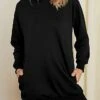 Women's Casual Dress Hoodie Dress Midi Dress Fashion Daily Outdoor Vacation Going Out Hoodie Pocket Solid Color Loose Fit Black White Red S M L XL XXL -Tesla Style jtrxnb1697023556199