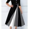 Women's Casual Dress Church Dress Midi Dress Black Half Sleeve Color Gradient Patchwork Summer Spring V Neck Modern 2023 S M L XL 2XL 3XL -Tesla Style juukwh1660722003779