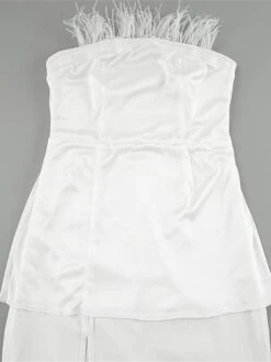 Women‘s Prom Dress Party Dress Homecoming Dress Feather Dress Midi Dress White Sleeveless Pure Color Backless Fall Winter Autumn Strapless Fashion Winter Dress Wedding Guest Birthday Slim 2023 -Tesla Style juyuln1693212583671