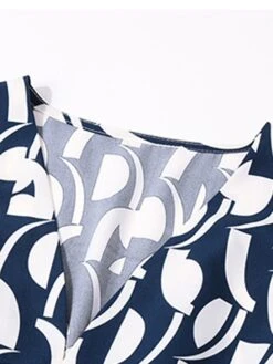 Women's Work Dress Casual Dress Swing Dress Fashion Office Daily Workfashion Midi Dress Ruched Print V Neck Long Sleeve Print Loose Fit Blue Fall Winter S M L XL -Tesla Style jvgmlt1695096221195