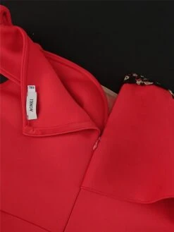 Women's Party Dress Lace Dress Cocktail Dress Midi Dress Red Short Sleeve Pure Color Lace Summer Spring Fall V Neck Fashion Wedding Guest Vacation Summer Dress 2023 S M L XL XXL 3XL 4XL -Tesla Style jvnkvu1691999413603