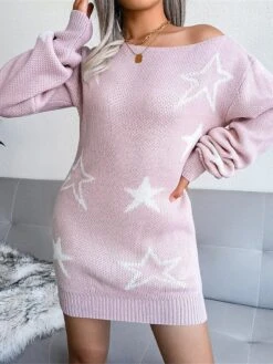 Women's Casual Dress Sweatshirt Dress Winter Dress Mini Dress Ribbed Daily Date Going Out Fashion Modern Boat Neck Long Sleeve 2023 Regular Fit Pink Sky Blue Khaki Color S M L Size -Tesla Style jwnqyw1694591408732