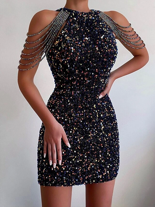 Women‘s Homecoming Dress Bodycon Mini Dress Black Pink Sleeveless Pure Color Sequins Tassel Fringe Beads Spring Summer Crew Neck Hot Elegant Party 2023 S M L XL / Party Dress 4 Women‘s Homecoming Dress Bodycon Mini Dress Black Pink Sleeveless Pure Color Sequins Tassel Fringe Beads Spring Summer Crew Neck Hot Elegant Party 2023 S M L XL / Party Dress - Image 2