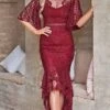 Women‘s Wedding Guest Dress Party Dress Bodycon Sheath Dress Midi Dress White Wine Navy Blue Half Sleeve Pure Color Lace Fall Spring Autumn Crew Neck Elegant Spring Dress Slim 2023 S M L XL -Tesla Style jzlagg1651566073399