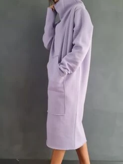 Women's Sweatshirt Dress Casual Dress Midi Dress Fashion Daily Outdoor Vacation Going Out Turtleneck Pocket Solid Color Regular Fit Black Yellow Purple S M L XL XXL -Tesla Style jzvtcs1697541676376