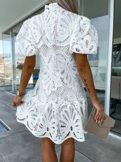 Women's Party Dress Lace Dress Cut Out Dress Mini Dress White Purple Fuchsia Short Sleeve Pure Color Lace Summer Spring Stand Collar Fashion Birthday Wedding Guest Vacation 2023 S M L XL 12 Women's Party Dress Lace Dress Cut Out Dress Mini Dress White Purple Fuchsia Short Sleeve Pure Color Lace Summer Spring Stand Collar Fashion Birthday Wedding Guest Vacation 2023 S M L XL -Tesla Style kaadkz1680508495700