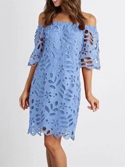 Women's Party Dress Cut Out Dress Cocktail Dress Midi Dress Black White Red Half Sleeve Pure Color Ruched Fall Winter Autumn Off Shoulder Fashion Winter Dress Wedding Guest Birthday 2023 S M L XL -Tesla Style kamiyn1696490232559