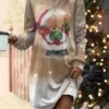 Women's Casual Dress Sweatshirt Dress Mini Dress Warm Fashion Outdoor Christmas Vacation Crew Neck Print Santa Claus Loose Fit Yellow S M L XL XXL -Tesla Style kbidrk1696524185911