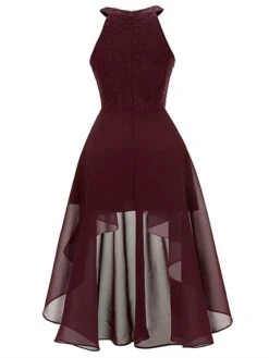 Women's Party Dress Lace Dress Homecoming Dress Midi Dress Pink Wine Purple Sleeveless Pure Color Lace Summer Spring Crew Neck Party Birthday Evening Party Wedding Guest 2023 S M L XL 2XL -Tesla Style kbodmv1675674065365