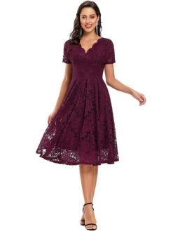 Women's Party Dress Lace Dress Homecoming Dress Midi Dress Black Pink Wine Short Sleeve Pure Color Lace Summer Spring Fall V Neck Fashion Evening Party Wedding Guest Fall Dress 2023 S M L XL 24 Women's Party Dress Lace Dress Homecoming Dress Midi Dress Black Pink Wine Short Sleeve Pure Color Lace Summer Spring Fall V Neck Fashion Evening Party Wedding Guest Fall Dress 2023 S M L XL -Tesla Style kdwxwn1678263193161