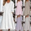 Women‘s Fleece Sweatshirt Dress Winter DressWhite Dress Midi Dress White 3/4 Length Sleeve Pure Color Pocket Winter Fall Hooded Casual Modern 2022 S M L XL 2XL 3XL -Tesla Style kefygw1668578515051