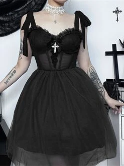 Women‘s Halloween Dress Party Dress Cocktail Dress Wedding Guest Dress Mini Dress Black Purple Sleeveless Pure Color Lace Spring Fall Winter Spaghetti Strap Fashion Birthday Wedding Guest 2023 S M L -Tesla Style khrwmx1693808829187