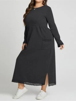 Women's Casual Dress Sweatshirt Dress Winter Dress Long Dress Maxi Dress Ruched Pocket Outdoor Daily Going Out Fashion Streetwear Crew Neck Long Sleeve 2023 Loose Fit Black Wine Purple Color S M L XL 34 Women's Casual Dress Sweatshirt Dress Winter Dress Long Dress Maxi Dress Ruched Pocket Outdoor Daily Going Out Fashion Streetwear Crew Neck Long Sleeve 2023 Loose Fit Black Wine Purple Color S M L XL -Tesla Style kieymy1693813476676