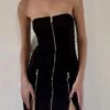 Women's Party Dress Cocktail Dress Sheath Dress Midi Dress Black Sleeveless Pure Color Backless Spring Fall Winter Strapless Fashion Halloween Vacation 2023 S M L