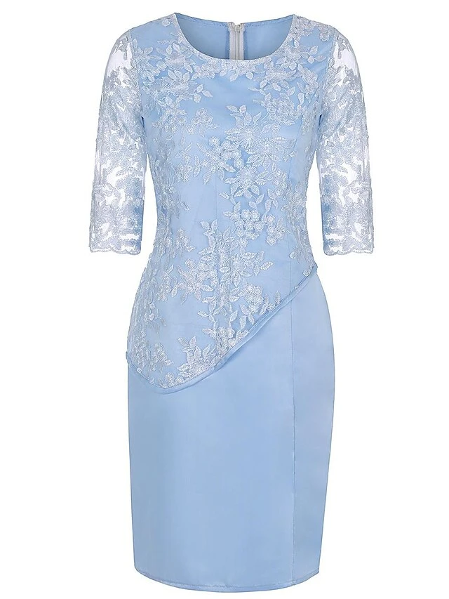 Women‘s Party Dress Wedding Guest Dress Lace Dress Sheath Dress Midi Dress Red Blue Dark Blue Half Sleeve Pure Color Lace Fall Spring Autumn Crew Neck Evening Party Spring Dress Loose Fit 2023 S M L 6 Women‘s Party Dress Wedding Guest Dress Lace Dress Sheath Dress Midi Dress Red Blue Dark Blue Half Sleeve Pure Color Lace Fall Spring Autumn Crew Neck Evening Party Spring Dress Loose Fit 2023 S M L - Image 4