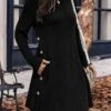 Women's Casual Dress Sweatshirt Dress Winter Dress Mini Dress Button Outdoor Daily Going Out Active Fashion Crew Neck Long Sleeve 2023 Loose Fit Black Pink Gray Color S M L XL XXL Size -Tesla Style klbqjx1695028137791
