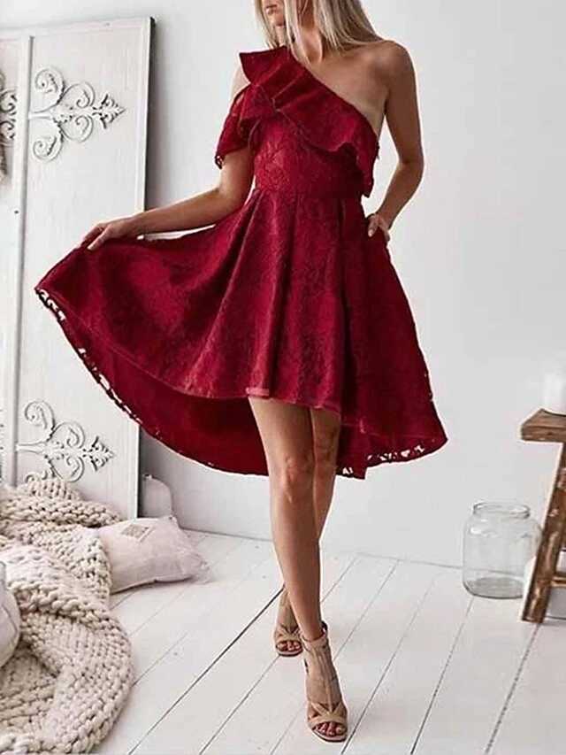 Women‘s Christmas Party Dress Homecoming Dress Lace Dress Cocktail Dress Mini Dress White Pink Wine Short Sleeve Pure Color Lace Fall Winter Autumn One Shoulder Fashion Vacation 2023 S M L XL 3 Women‘s Christmas Party Dress Homecoming Dress Lace Dress Cocktail Dress Mini Dress White Pink Wine Short Sleeve Pure Color Lace Fall Winter Autumn One Shoulder Fashion Vacation 2023 S M L XL