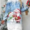 Women's Casual Dress Hoodie Dress Mini Dress Warm Fashion Outdoor Christmas Holiday Hoodie Print Santa Claus Snowman Snowflake Loose Fit Pink Blue Purple S M L XL XXL -Tesla Style kngkmy1696733295121