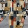 Women's Casual Dress Hoodie Dress Winter Dress Plaid Button Print Hooded Mini Dress Fashion Streetwear Outdoor Daily Long Sleeve Regular Fit Blue Green Khaki Fall Winter S M L XL XXL