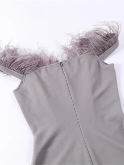 Women‘s Party Dress Corset Dress Feather Dress Homecoming Dress Black Dress Mini Dress Purple Gray Sleeveless Pure Color Backless Summer Spring Off Shoulder Fashion Evening Party 2023 -Tesla Style kpnmtt1672986704859