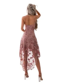 Women's Party Dress Lace Dress Strap Dress Midi Dress Pink Sleeveless Print Lace V Neck Elegant Party Spring Dress Regular Fit 2023 S M L XL -Tesla Style kqhmtr1554300851388