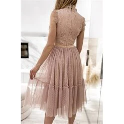 Women's Party Dress Lace Dress Homecoming Dress Midi Dress Black White Pink Sleeveless Pure Color Patchwork Summer Spring Fall Stand Collar Fashion Party Birthday Wedding Guest 2023 S M L XL XXL -Tesla Style kqimkc1676871867041