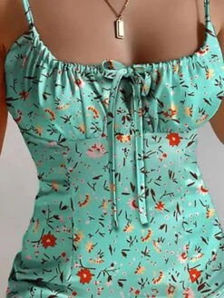 Women's Party Dress Bodycon Sheath Dress Mini Dress Blue Green Beige Sleeveless Floral Backless Summer Spring Spaghetti Strap Fashion 2023 S M L XL -Tesla Style krnied1652162708661