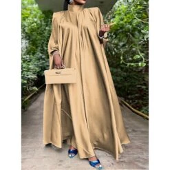 Women's Prom Dress Party Dress Satin Dress Long Dress Maxi Dress Black Yellow Pink Sleeveless Pure Color Ruched Summer Spring Fall Stand Collar Fashion Birthday Evening Party Wedding Guest 2023 M -Tesla Style kujbsg1673854314873