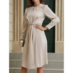 Women's Party Dress Cocktail Dress Sheath Dress Midi Dress Black Blue Green Long Sleeve Pure Color Ruched Fall Winter Autumn Crew Neck Fashion Evening Party Vacation 2023 S M L XL 15 Women's Party Dress Cocktail Dress Sheath Dress Midi Dress Black Blue Green Long Sleeve Pure Color Ruched Fall Winter Autumn Crew Neck Fashion Evening Party Vacation 2023 S M L XL -Tesla Style kvcypj1695640285716