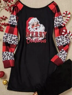 Women's Casual Dress Sweatshirt Dress Mini Dress Warm Fashion Outdoor Christmas Holiday Crew Neck Print Santa Claus Loose Fit Black S M L XL XXL -Tesla Style kvrgpw1696732434160