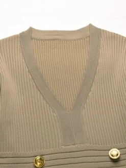 Women's Sweater Dress Jumper Dress Casual Dress Midi Dress Active Plain Outdoor Casual Holiday Vacation V Neck Long Sleeve Button 2023 Regular Fit Black Red Green S M L XL XXL -Tesla Style kvyajf1697537838654