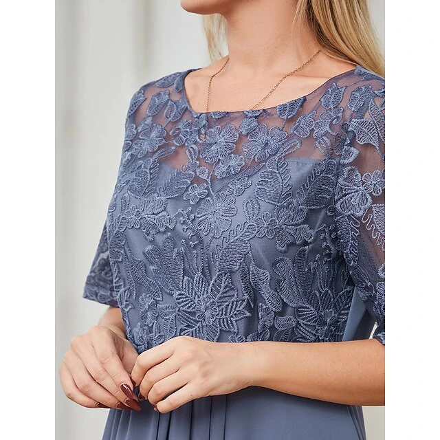 Women‘s Cocktail Party Dress Lace Dress Midi Dress Green Blue Purple Half Sleeve Floral Embroidery Lace Summer Spring Crew Neck Elegant Classic Wedding Guest 2023 S M L XL XXL 3XL 9 Women‘s Cocktail Party Dress Lace Dress Midi Dress Green Blue Purple Half Sleeve Floral Embroidery Lace Summer Spring Crew Neck Elegant Classic Wedding Guest 2023 S M L XL XXL 3XL - Image 7