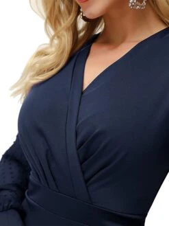 Women's Work Dress Sheath Dress Black Dress Fashion Winter Dress Office Daily Midi Dress Ruched V Neck Long Sleeve Plain Regular Fit Black Wine Dark Blue Fall Winter S M L XL 21 Women's Work Dress Sheath Dress Black Dress Fashion Winter Dress Office Daily Midi Dress Ruched V Neck Long Sleeve Plain Regular Fit Black Wine Dark Blue Fall Winter S M L XL -Tesla Style kwupup1695030999054