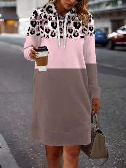 Women's Casual Dress Hoodie Dress Mini Dress Warm Fashion Outdoor Holiday Vacation V Neck Print Graphic Floral Geometric Loose Fit Black Yellow Pink S M L XL XXL -Tesla Style kyinyv1693535875058