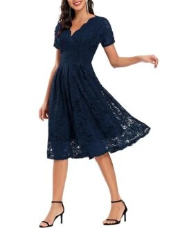 Women's Party Dress Lace Dress Homecoming Dress Midi Dress Black Pink Wine Short Sleeve Pure Color Lace Summer Spring Fall V Neck Fashion Evening Party Wedding Guest Fall Dress 2023 S M L XL 17 Women's Party Dress Lace Dress Homecoming Dress Midi Dress Black Pink Wine Short Sleeve Pure Color Lace Summer Spring Fall V Neck Fashion Evening Party Wedding Guest Fall Dress 2023 S M L XL -Tesla Style kziprm1673258517716