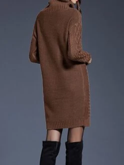 Women's Sweater Dress Jumper Dress Winter Dress Mini Dress Warm Plain Outdoor Daily Holiday Vacation Turtleneck Long Sleeve 2023 Loose Fit White Wine Blue M L XL XXL 3XL -Tesla Style laxwyp1697711250050