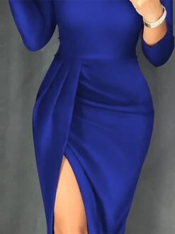 Women's Party Dress Bodycon Sheath Dress Midi Dress Red Blue 3/4 Length Sleeve Pure Color Ruched Summer Spring Off Shoulder Stylish Slim 2023 S M L XL -Tesla Style lcxcfd1661768894868