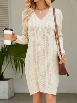 Women's Sweater Dress Winter Dress Jumper Dress Mini Dress Ruched Outdoor Street Daily Fashion Streetwear V Neck Long Sleeve 2023 Loose Fit Dark Green Purple Dark Blue Color S M L XL XXL Size -Tesla Style ldgkkl1692081736135