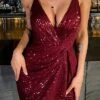 Women‘s Christmas Bodycon Homecoming Dress Mini Dress Black Gray Pink Dark Blue Red Beige Sleeveless Pure Color Backless Sequins Cold Shoulder Spring Spaghetti Strap Party Party Slim 2022 S M L