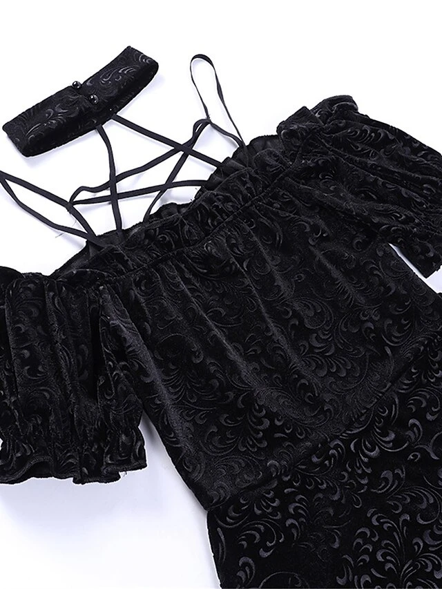 Women's Party Dress Velvet Dress Cocktail Dress Mini Dress Black Short Sleeve Pure Color Lace Spring Fall Winter Halter Neck Fashion Halloween Birthday Wedding Guest 2023 S M L 20 Women's Party Dress Velvet Dress Cocktail Dress Mini Dress Black Short Sleeve Pure Color Lace Spring Fall Winter Halter Neck Fashion Halloween Birthday Wedding Guest 2023 S M L - Image 18
